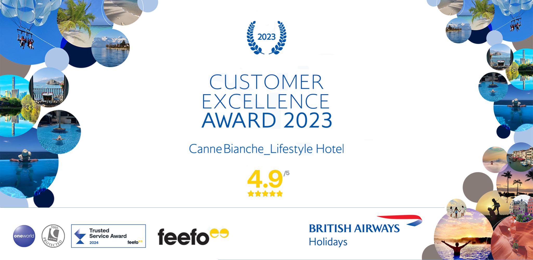 Canne Bianche Lifestyle Hotel riceve il premio British Airways Holidays per l'eccellenza nel servizio clienti